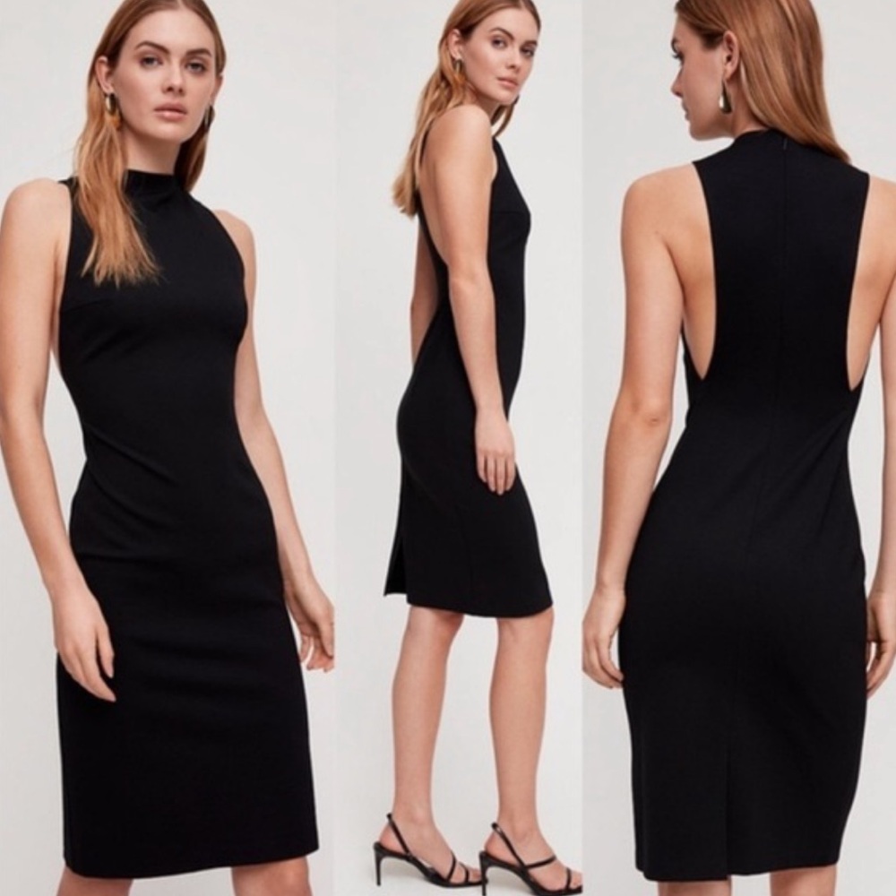 Babaton Aritzia Black Sleeveless Midi Matheson  Dress with Open Back
